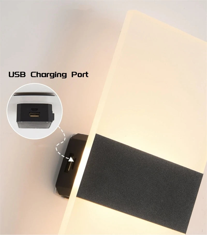 Interruptor do sensor de toque conduziu a lâmpada parede usb recarregável sem fio acrílico escada luz da noite quarto corredor cozinha arandela iluminação