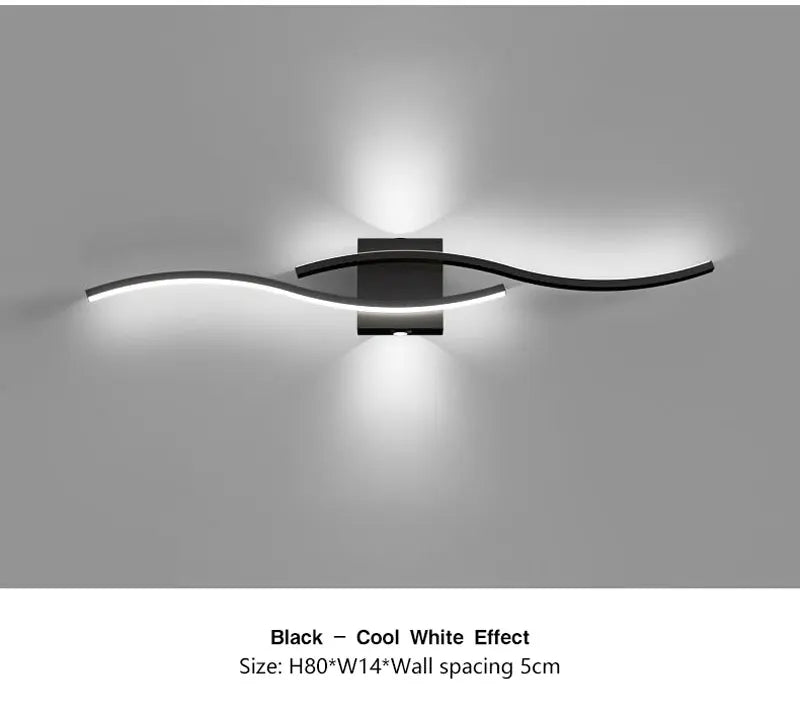 Luzes de parede LED internas para quarto, lâmpadas de parede LED para cima e baixo, luminárias para fundo do sofá, iluminação interior, preto
