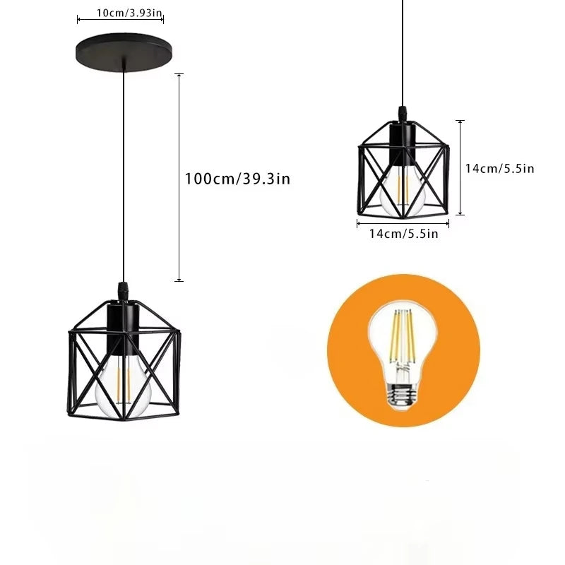 Lâmpada de teto industrial vintage preta de 3 luzes – luminária pendente semi-embutida ajustável para sala de jantar/sala de estar