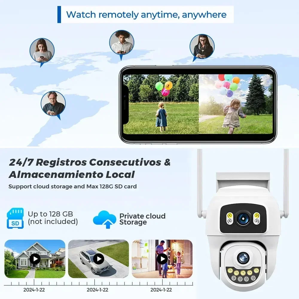 Tela dupla 10mp 5k wifi câmera ptz ai detecção humana rastreamento automático ao ar livre onvif cctv câmera de vigilância de segurança hieasy app