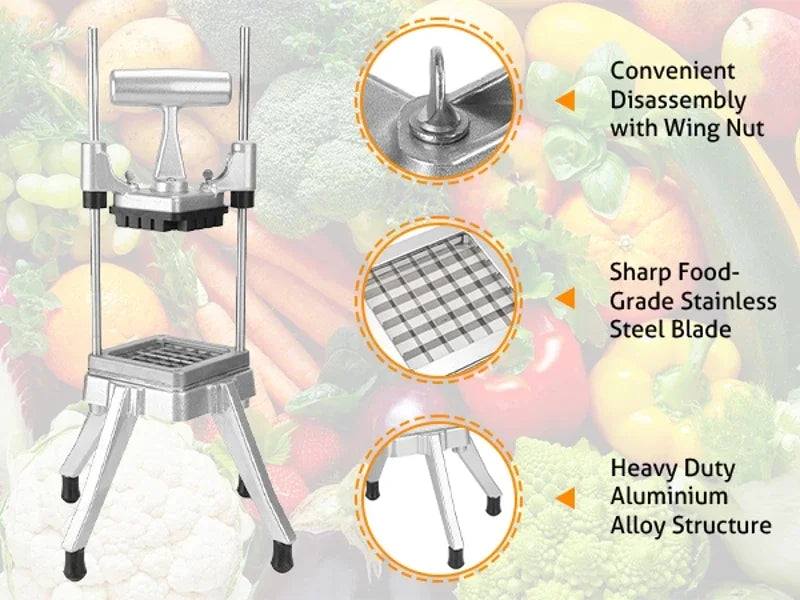 Manual de aço inoxidável comercial Fries Machine, legumes e frutas Chopper, Dicer batata, French Fry Cutters, 1/4 in, 1/2 in, 3/8 in Blades