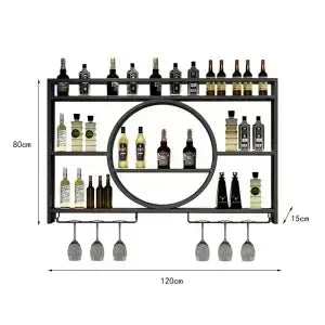 Balcão de barra de ferro, rack de vinho, armário de vinho montado na parede, barra montada na parede, restaurante de vinho tinto, armário de exibição de garrafa montado na parede