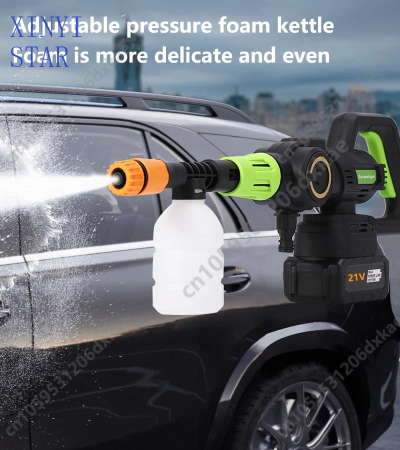 Máquina de lavar carro elétrica sem escova, 21v, alta tensão, pistola de água, sem fio, alta potência, máquina de limpeza