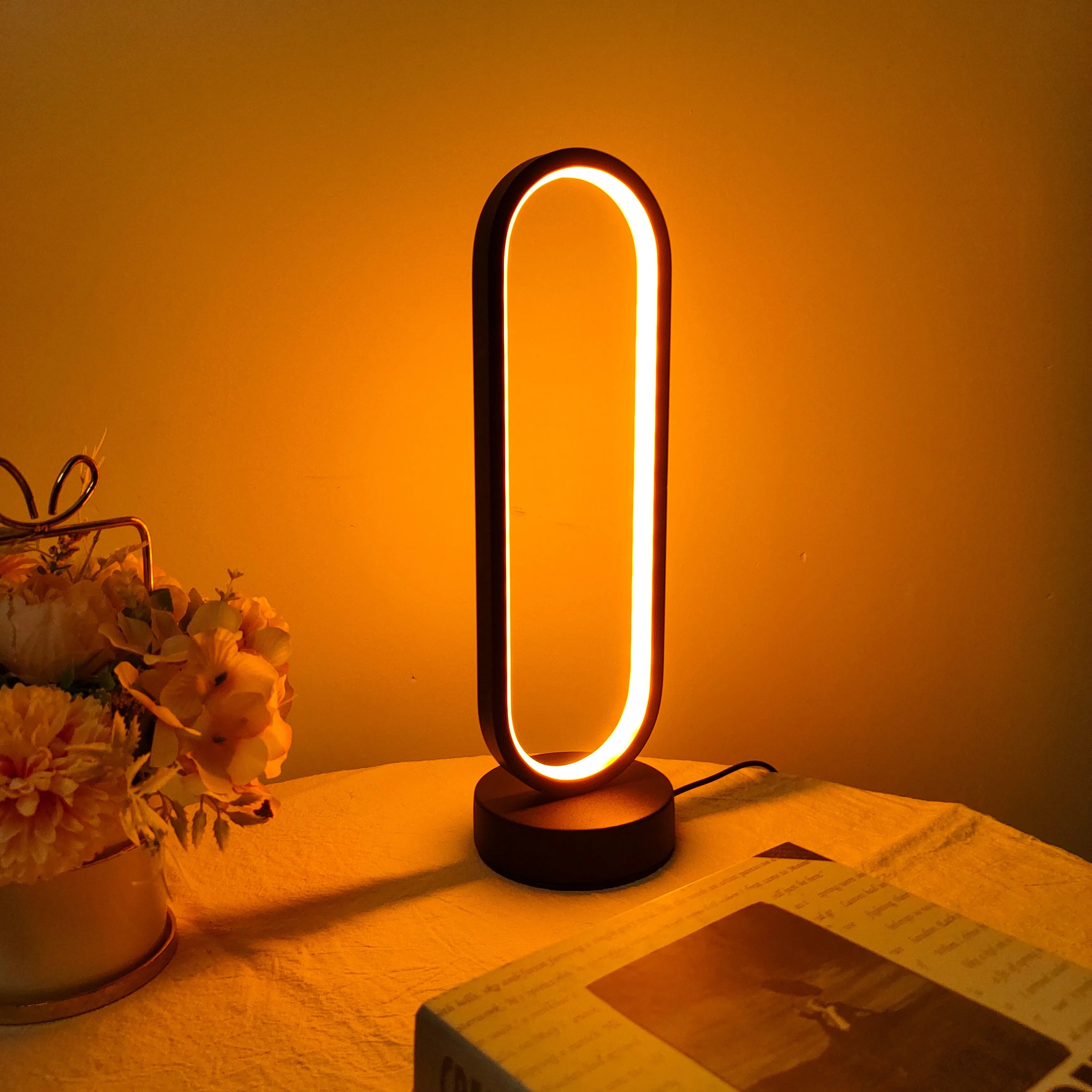 1pc lâmpada quarto anel lâmpada sala de estar três cores escurecimento lâmpada de cabeceira led night light