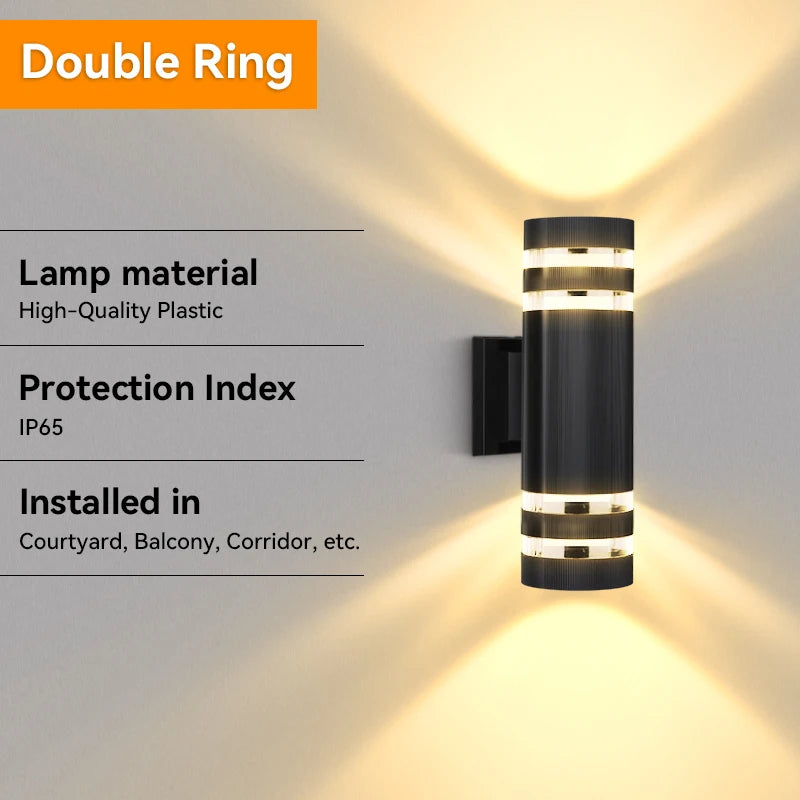Led luzes de parede ao ar livre e27 para cima para baixo arandela exterior ip65 à prova dip65 água led arandela lâmpada para varanda porta da frente jardim lâmpada parede