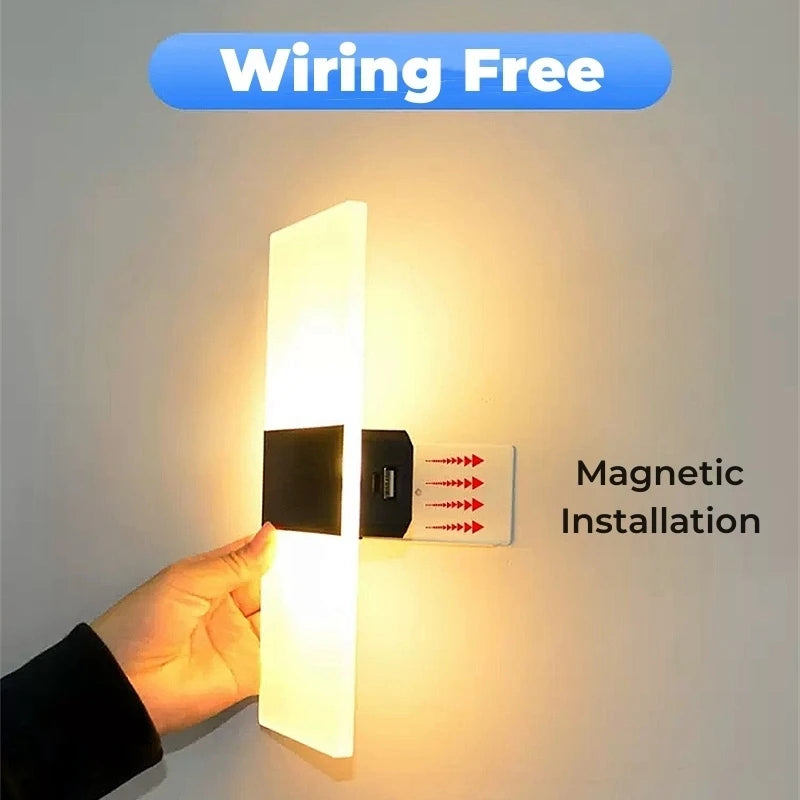 Interruptor do sensor de toque conduziu a lâmpada parede usb recarregável sem fio acrílico escada luz da noite quarto corredor cozinha arandela iluminação