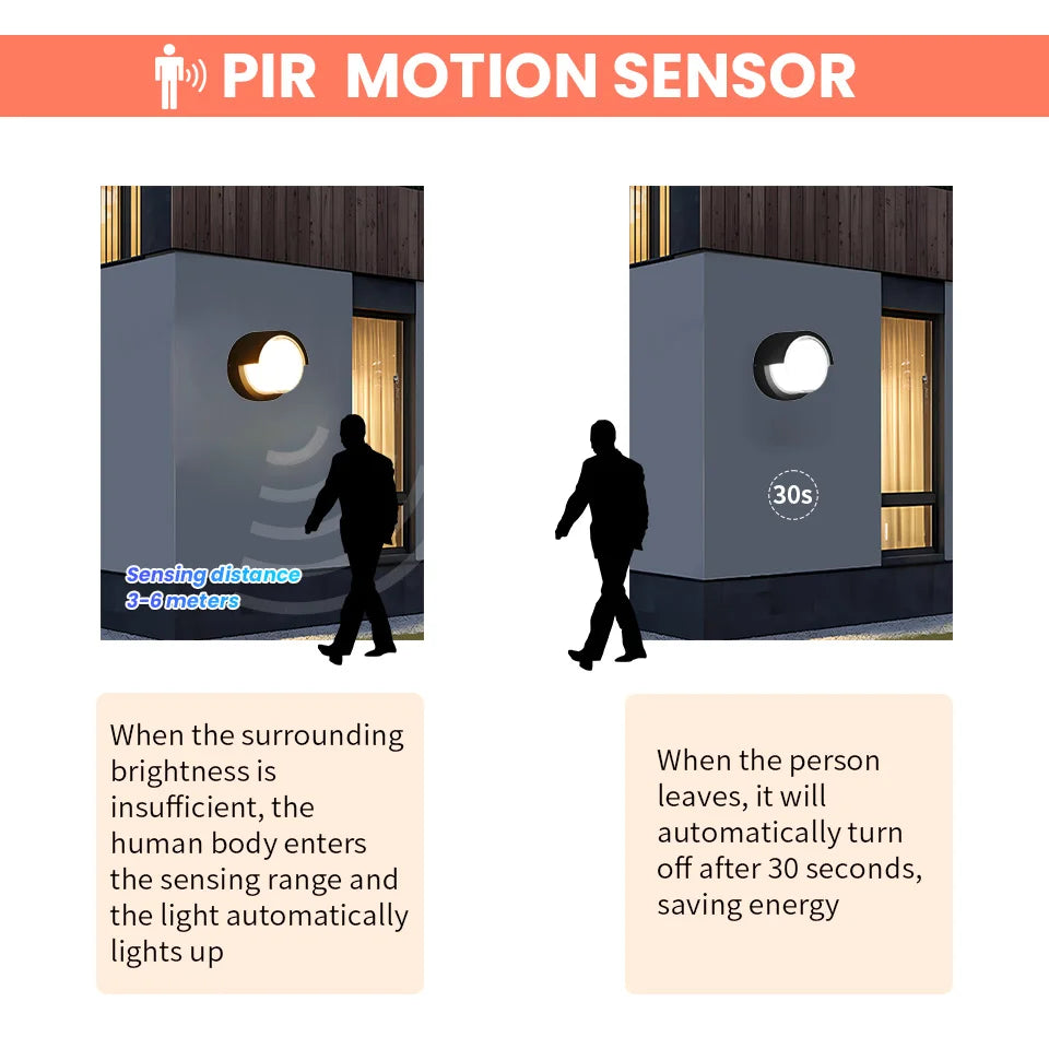 Lâmpada de parede led iluminação radar sensor movimento AC85-265V 6/12w branco quente branco frio adequado para decoração casa ao ar livre indoor