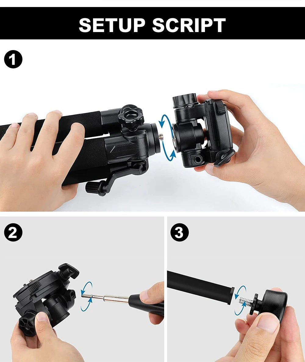 Zomei Q188 188cm Acessórios de fotografia profissional câmera de vídeo tripé DSLR para telefone com suporte para telefone