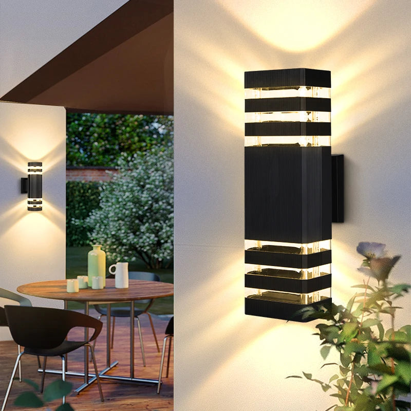 Led luzes de parede ao ar livre e27 para cima para baixo arandela exterior ip65 à prova dip65 água led arandela lâmpada para varanda porta da frente jardim lâmpada parede