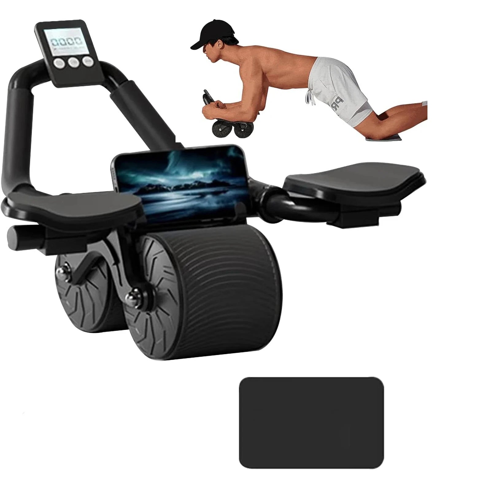 Suporte de cotovelo rebote automático roda abdominal núcleo muscular ab trainer com contador exibição fitness exercício rolo roda
