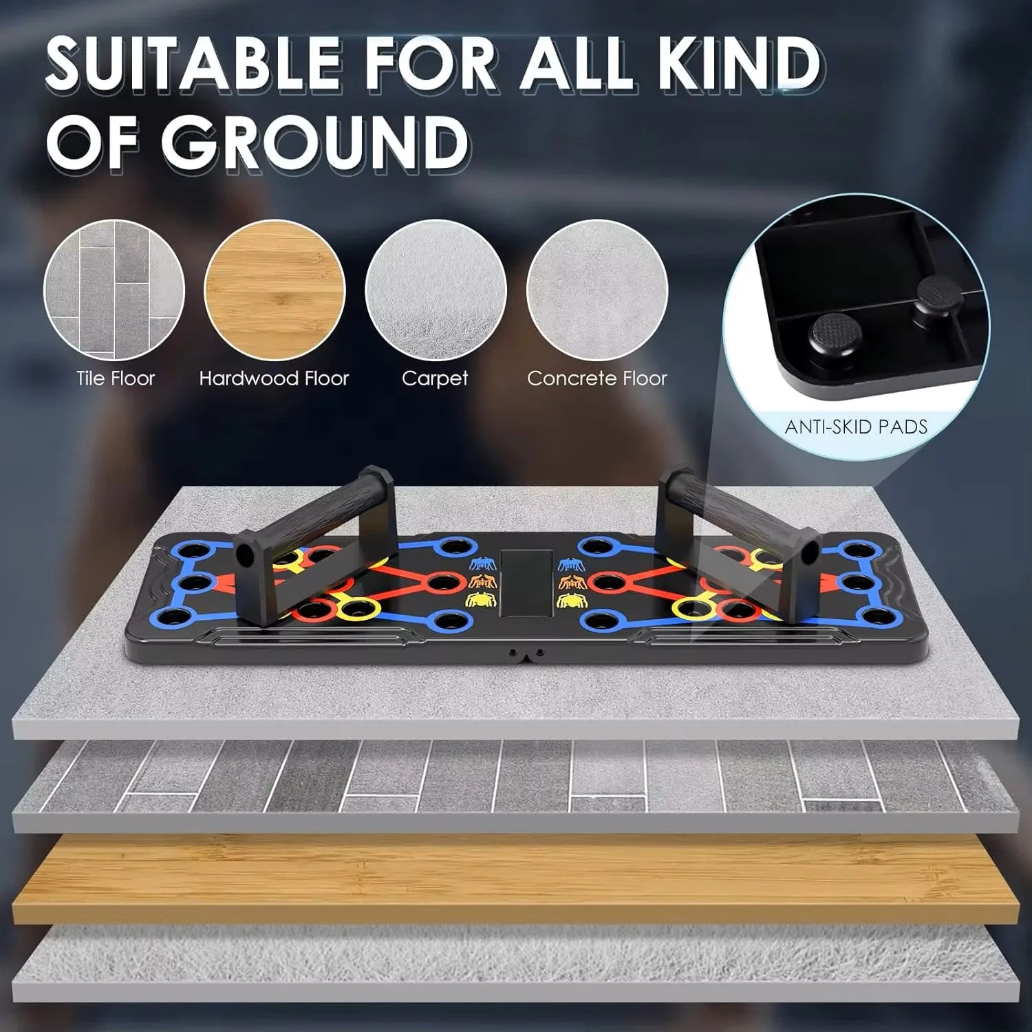Placa de push-up multifuncional portátil-dispositivo de treinamento de fitness e muscular conjunto de treino em casa dobrável barra de push up resistência