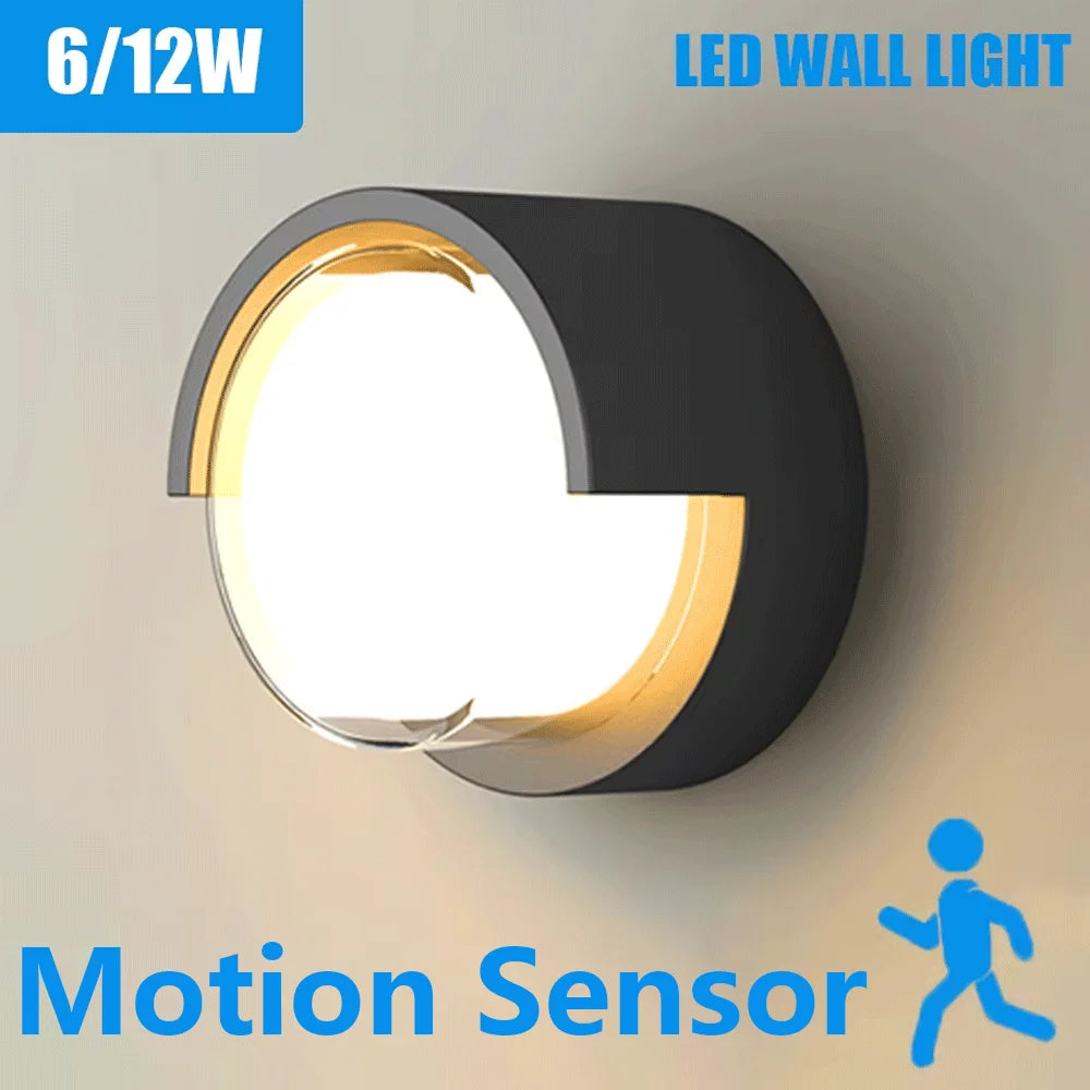Lâmpada de parede led iluminação radar sensor movimento AC85-265V 6/12w branco quente branco frio adequado para decoração casa ao ar livre indoor