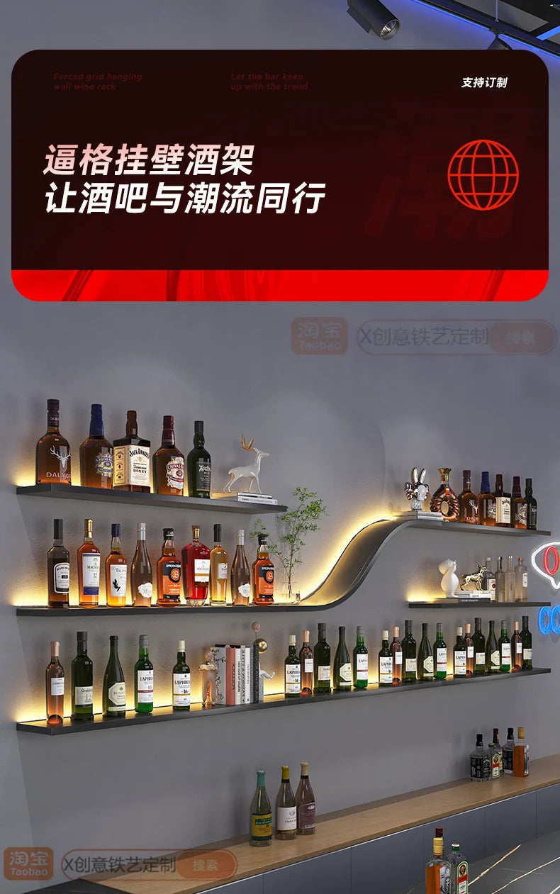 Armário de bar moderno, armário de uísque, exibição de vidro, móveis para bar doméstico, unidade de armazenamento de vinho, montagem na parede, móveis de exposição