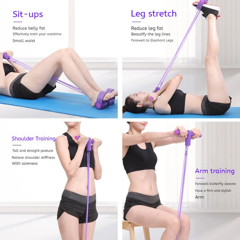 Faixa de resistência de 6 tubos, corda de tensão multifuncional, faixas de fitness, extrator de pedal de ioga elástico de 6 tubos para exercícios esportivos em academia