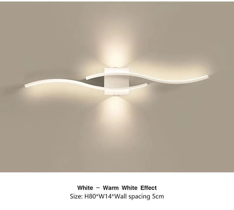 Luzes de parede LED internas para quarto, lâmpadas de parede LED para cima e baixo, luminárias para fundo do sofá, iluminação interior, preto