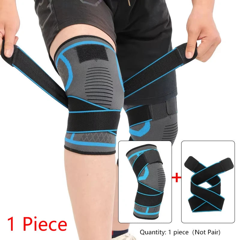 Joelheira de 1 peça, joelheira esportiva de nylon, corrida, fitness, levantamento de peso, ciclismo, basquete, ao ar livre, compressão de articulação do joelho