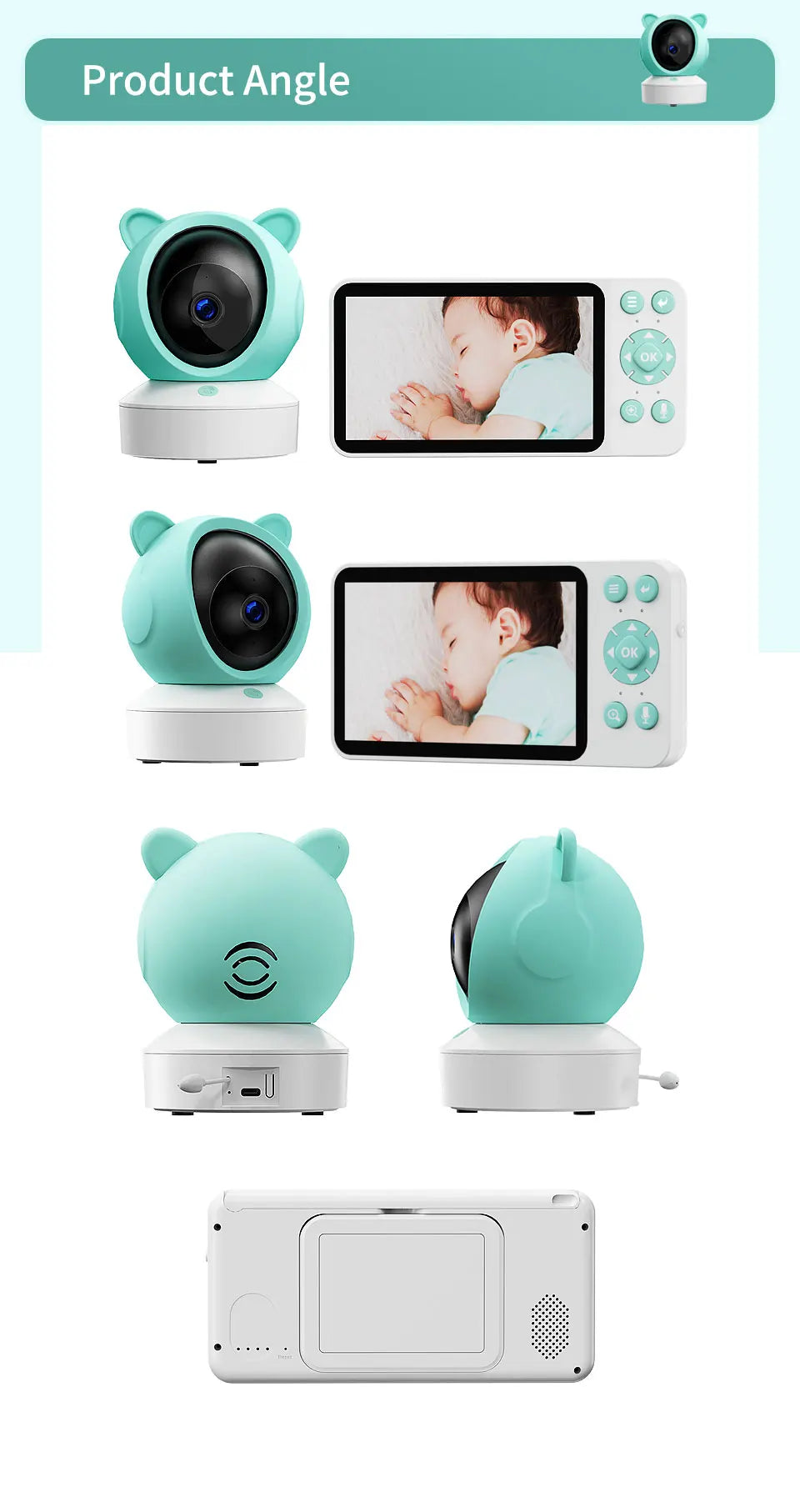 Danmini 2.4g monitor do bebê ptz móvel tuya app controle remoto 5 ''display hd 1080p câmera intercomunicador bidirecional visão noturna babyphone