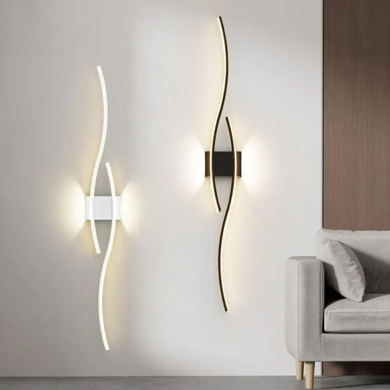 Luzes de parede LED internas para quarto, lâmpadas de parede LED para cima e baixo, luminárias para fundo do sofá, iluminação interior, preto