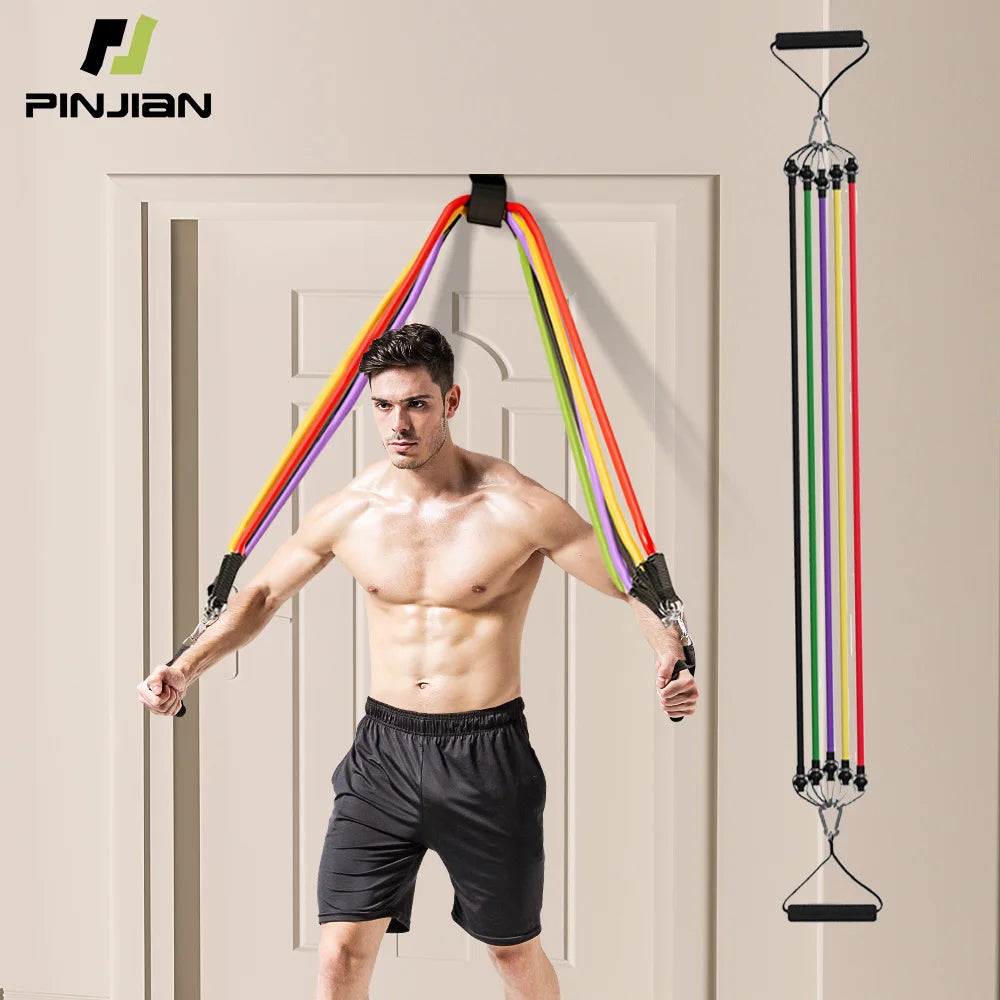 Conjunto de faixas de resistência para musculação, tensor multifuncional, cinto de treinamento muscular, faixas elásticas, equipamento fitness portátil