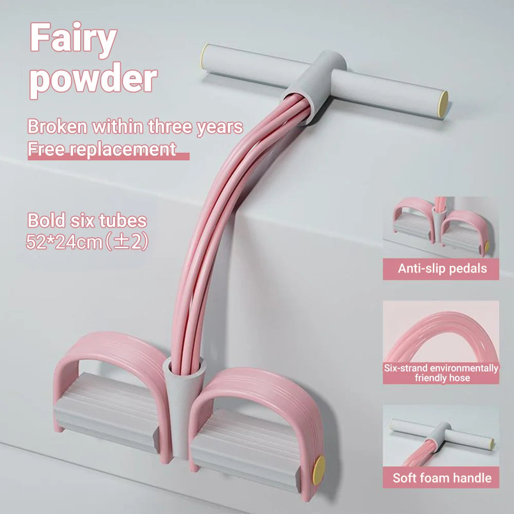 Faixa de resistência de 6 tubos, corda de tensão multifuncional, faixas de fitness, extrator de pedal de ioga elástico de 6 tubos para exercícios esportivos em academia
