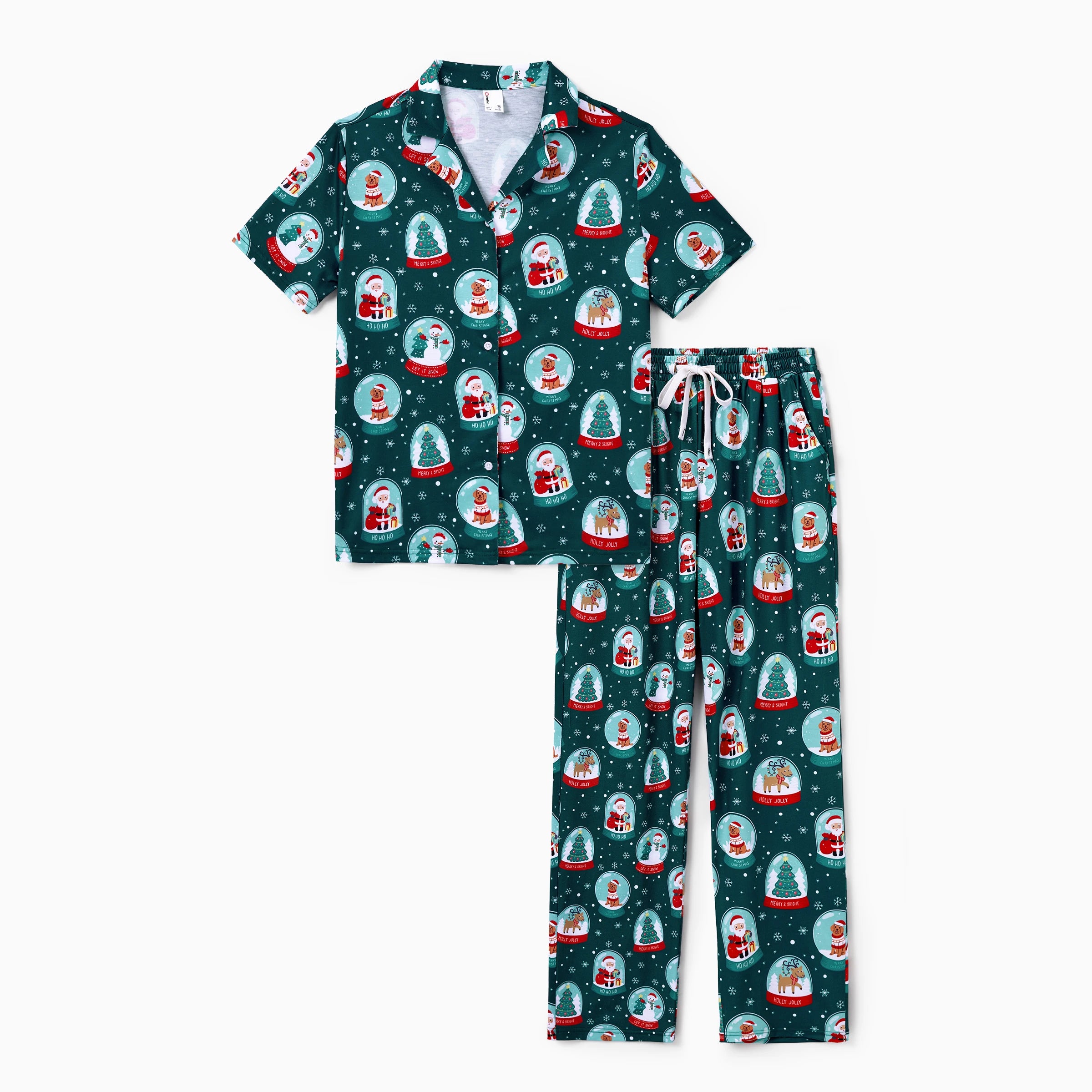 Conjunto de pijamas familiares combinando de Natal PatPat Papai Noel com estampa temática de Natal PJS