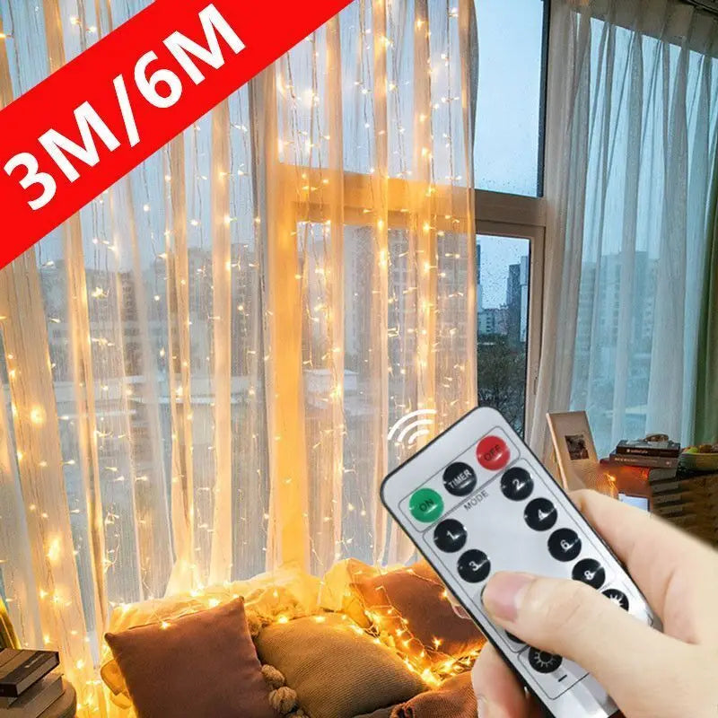 3/4/6m cortina led luzes da corda guirlanda usb festão controle remoto luzes da guirlanda de fadas decoração natal para o quarto casa