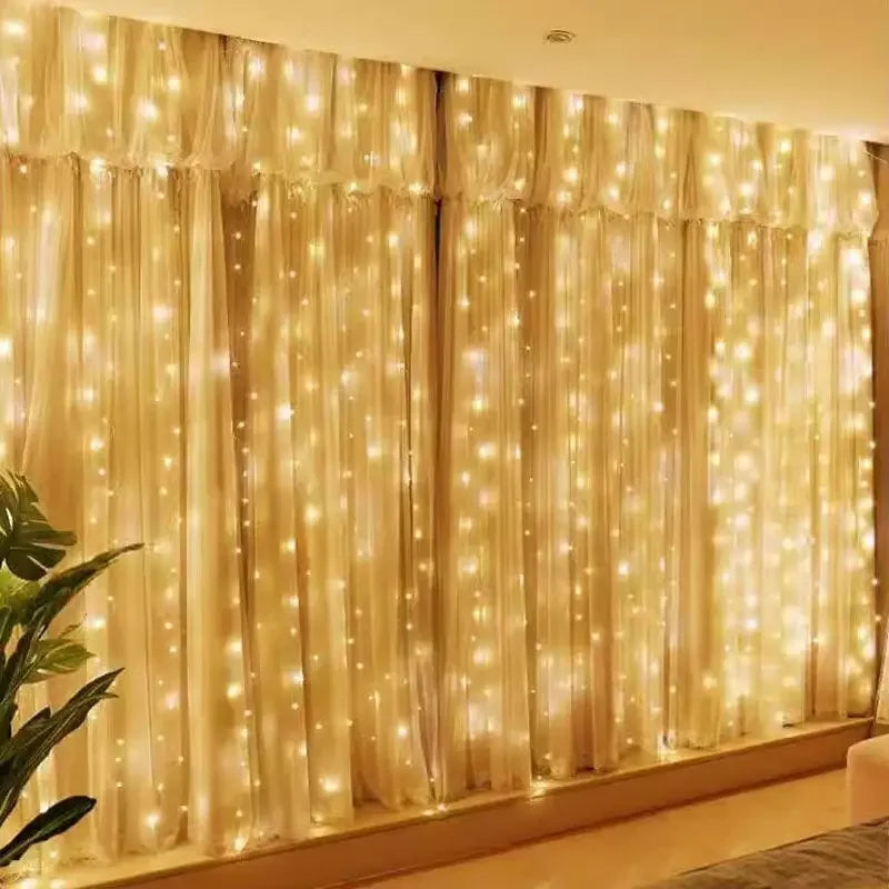 Feriado led cortina de luz corda usb alimentado 8 modos natal ano novo festa luzes casa casamento aniversário decoração do quarto estética