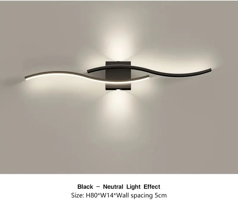 Luzes de parede LED internas para quarto, lâmpadas de parede LED para cima e baixo, luminárias para fundo do sofá, iluminação interior, preto
