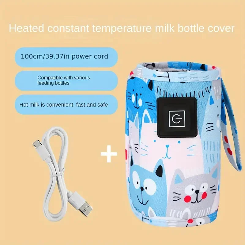 Aquecedor de água de leite USB, bolsa isolada para carrinho de viagem, aquecedor de mamadeira de enfermagem, aquecedor de alimentação de mamadeira portátil, Natal, Hallowee