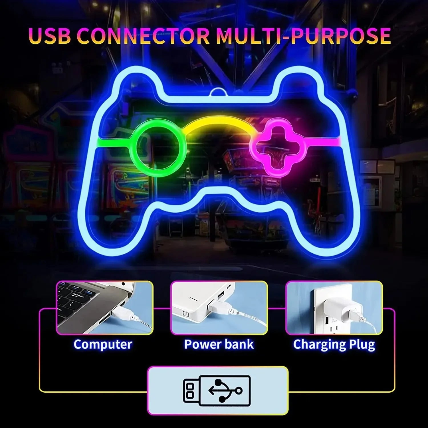 Gamepad sinal de néon para gamer sala parede decoração para casa azul led night light playstation bar jogo hall lâmpada presentes legais