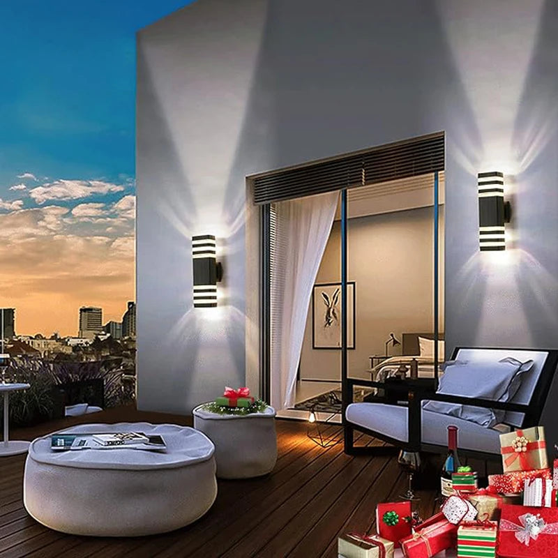 Led luzes de parede ao ar livre e27 para cima para baixo arandela exterior ip65 à prova dip65 água led arandela lâmpada para varanda porta da frente jardim lâmpada parede