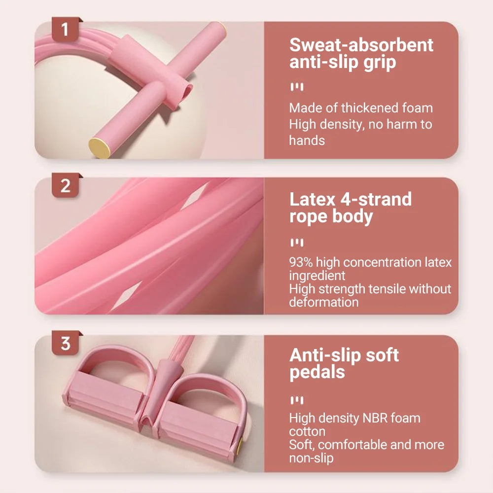 Faixa de resistência de 6 tubos, corda de tensão multifuncional, faixas de fitness, extrator de pedal de ioga elástico de 6 tubos para exercícios esportivos em academia