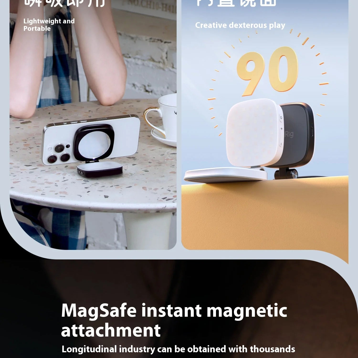 Smallrig luz magnética do telefone, p48 bicolor regulável led luz de preenchimento dobrável magsafe beleza lâmpada painel macio, para iphone16/android