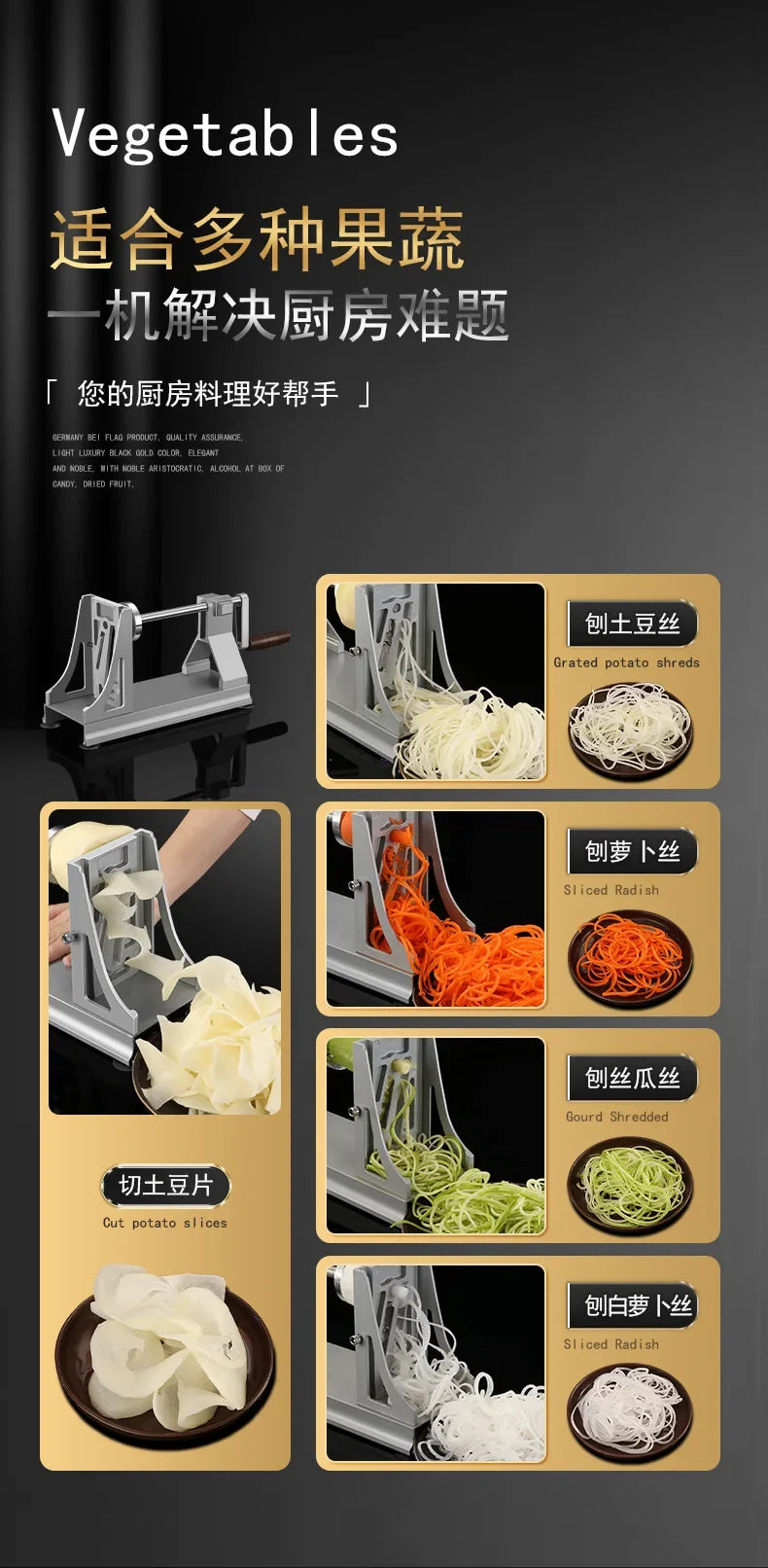 Multifuncional Rotating Shredded Batatas Ralador, Mão-Cranking Slicer, Fatiador Comercial, Mil Fio Nabo, Faixa Fatia