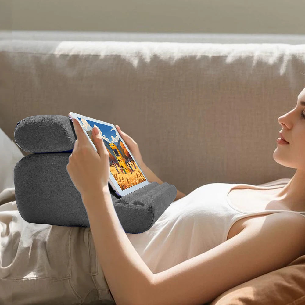 Xnyocn tablet travesseiro titular dobrável ipad suporte para cama de colo e mesa tablet almofada macia doca com bolso stylus montagem para ipad pro