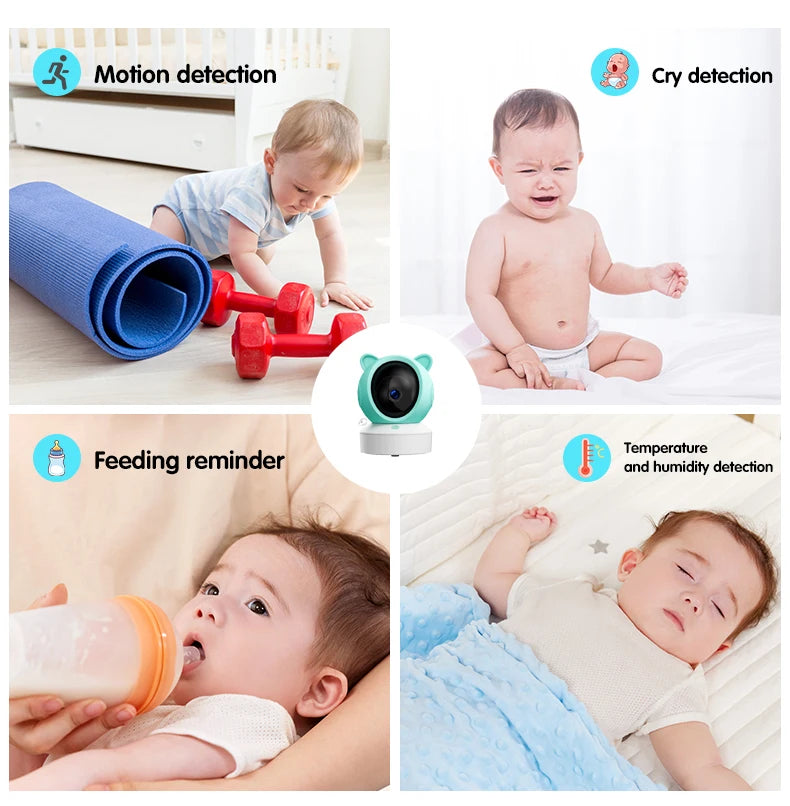 Danmini 2.4g monitor do bebê ptz móvel tuya app controle remoto 5 ''display hd 1080p câmera intercomunicador bidirecional visão noturna babyphone
