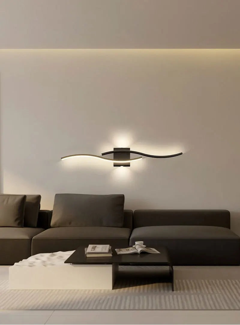 Luzes de parede LED internas para quarto, lâmpadas de parede LED para cima e baixo, luminárias para fundo do sofá, iluminação interior, preto