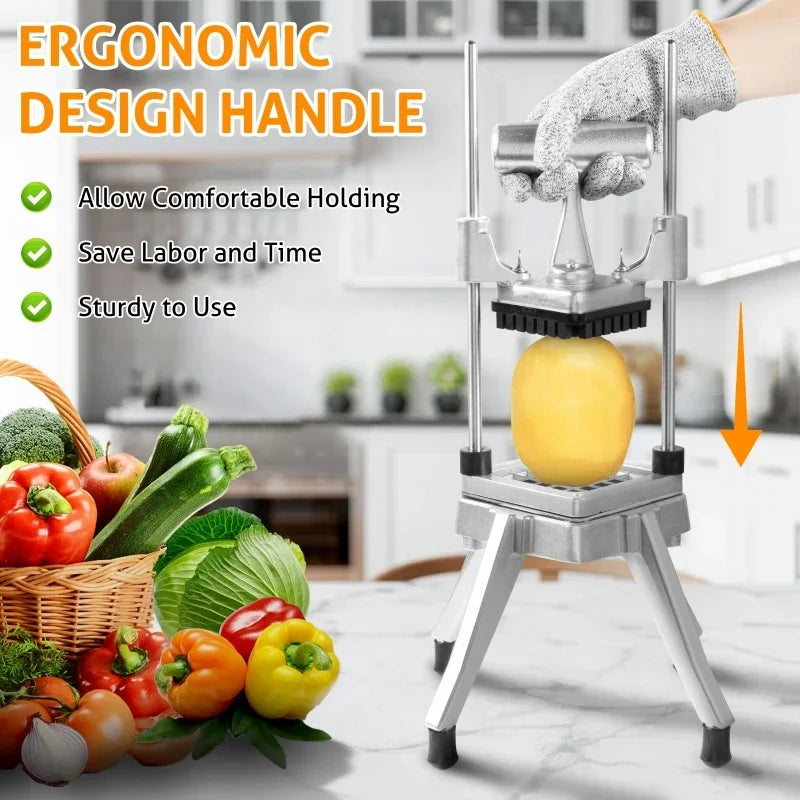 Manual de aço inoxidável comercial Fries Machine, legumes e frutas Chopper, Dicer batata, French Fry Cutters, 1/4 in, 1/2 in, 3/8 in Blades