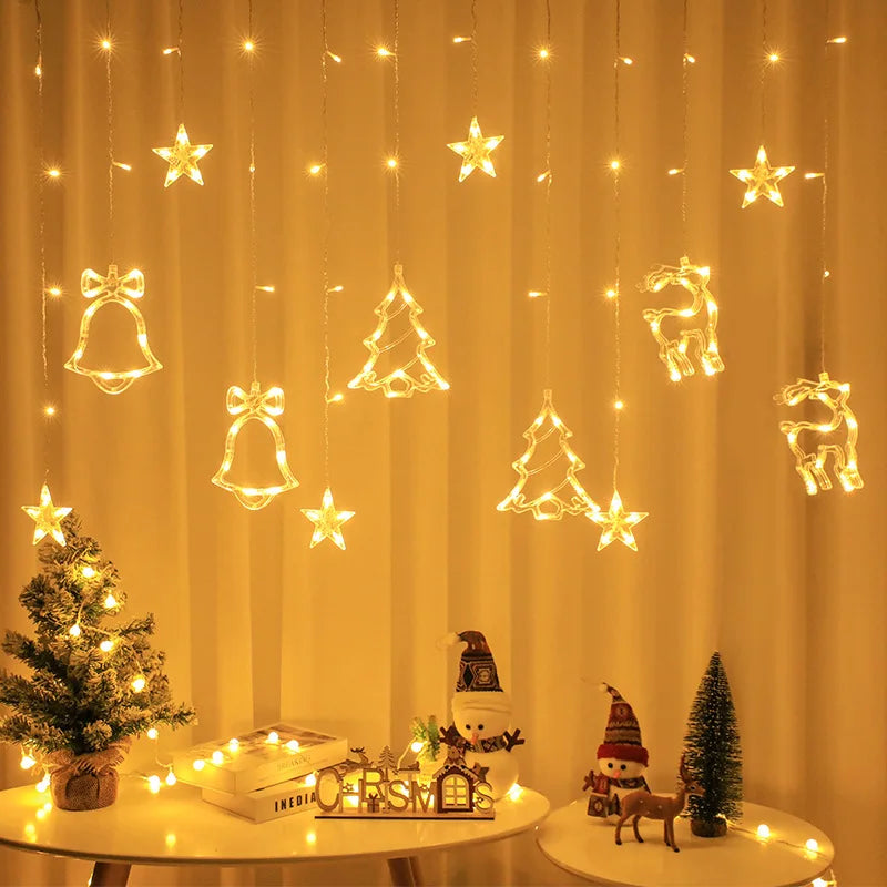 Led guirlanda de natal luzes da corda cortina de fadas luz para casa festa de ano novo casamento decoração do feriado