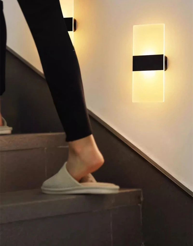 Interruptor do sensor de toque conduziu a lâmpada parede usb recarregável sem fio acrílico escada luz da noite quarto corredor cozinha arandela iluminação