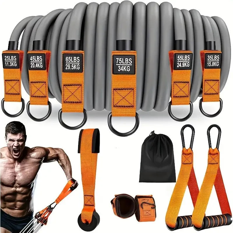 Correia de resistência com alça: usada para treinamento muscular, construção de força, modelagem corporal, ioga, equipamentos de ginástica em casa - natural