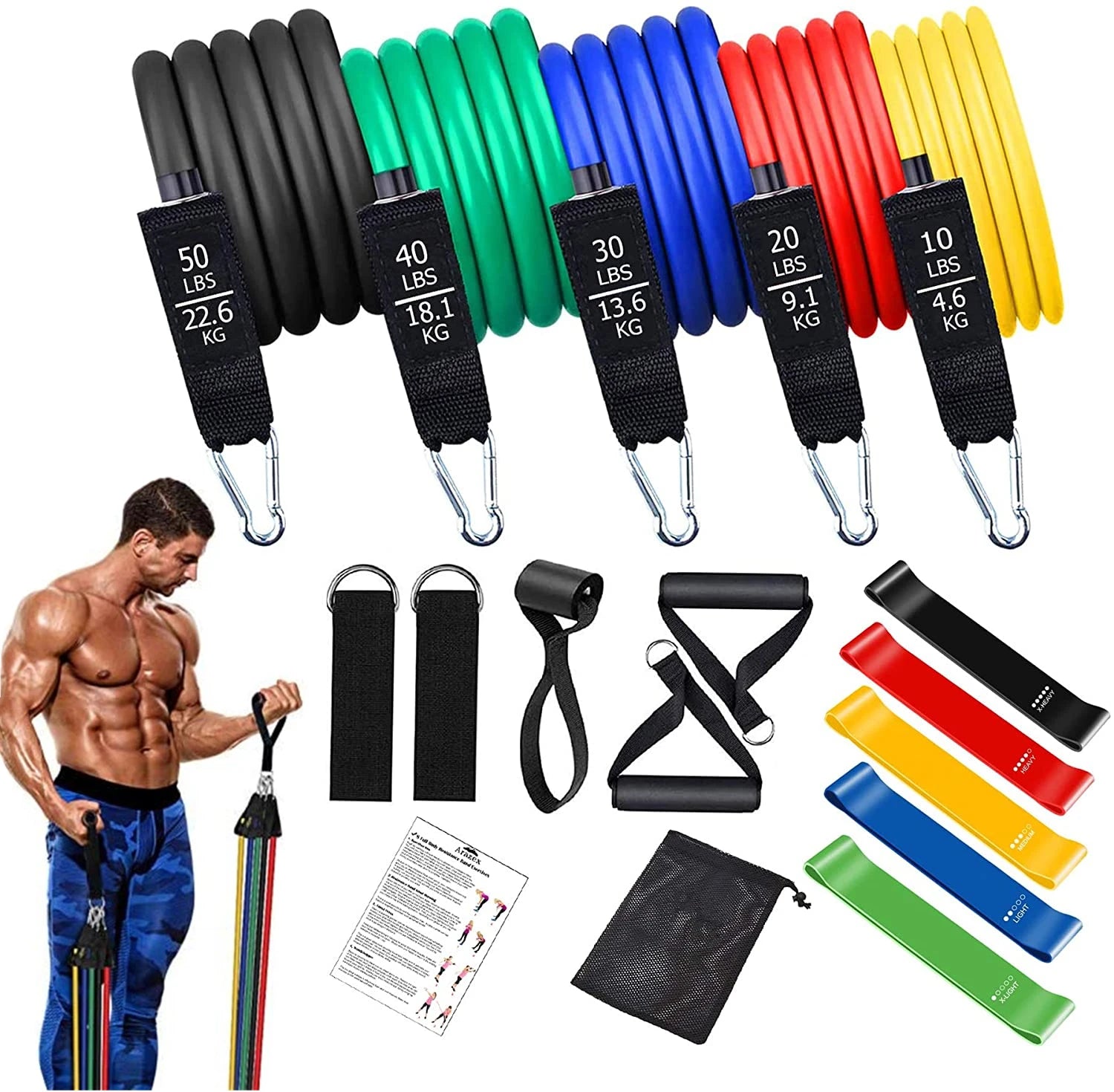 Barra de treino faixas de resistência de fitness conjunto pilates yoga puxar corda exercício treinamento expansor equipamentos ginásio para musculação em casa