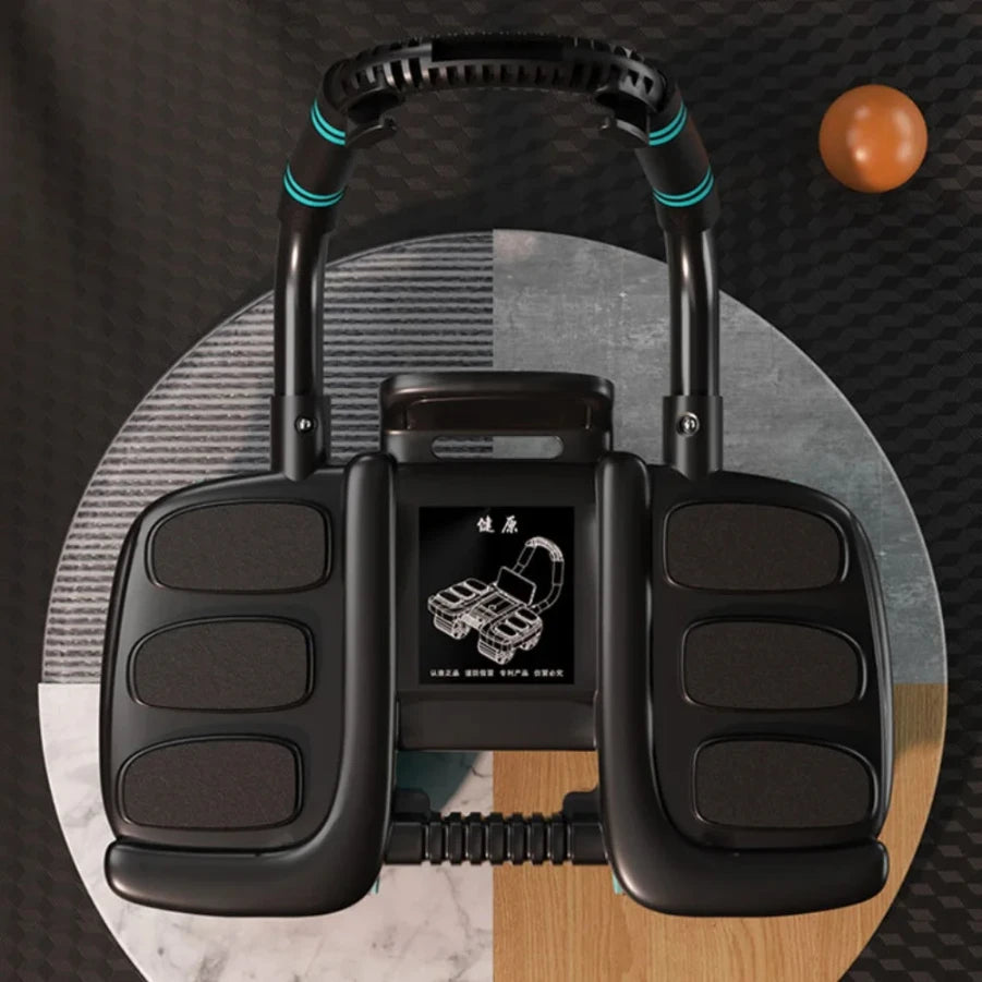 Exercitador de roda abdominal, design de seis rodas, controle deslizante, roda de treino abdominal, rebote automático, antiderrapante, equipamento fitness para academia em casa
