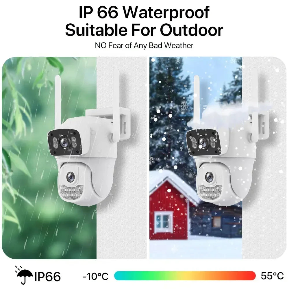 Tela dupla 10mp 5k wifi câmera ptz ai detecção humana rastreamento automático ao ar livre onvif cctv câmera de vigilância de segurança hieasy app
