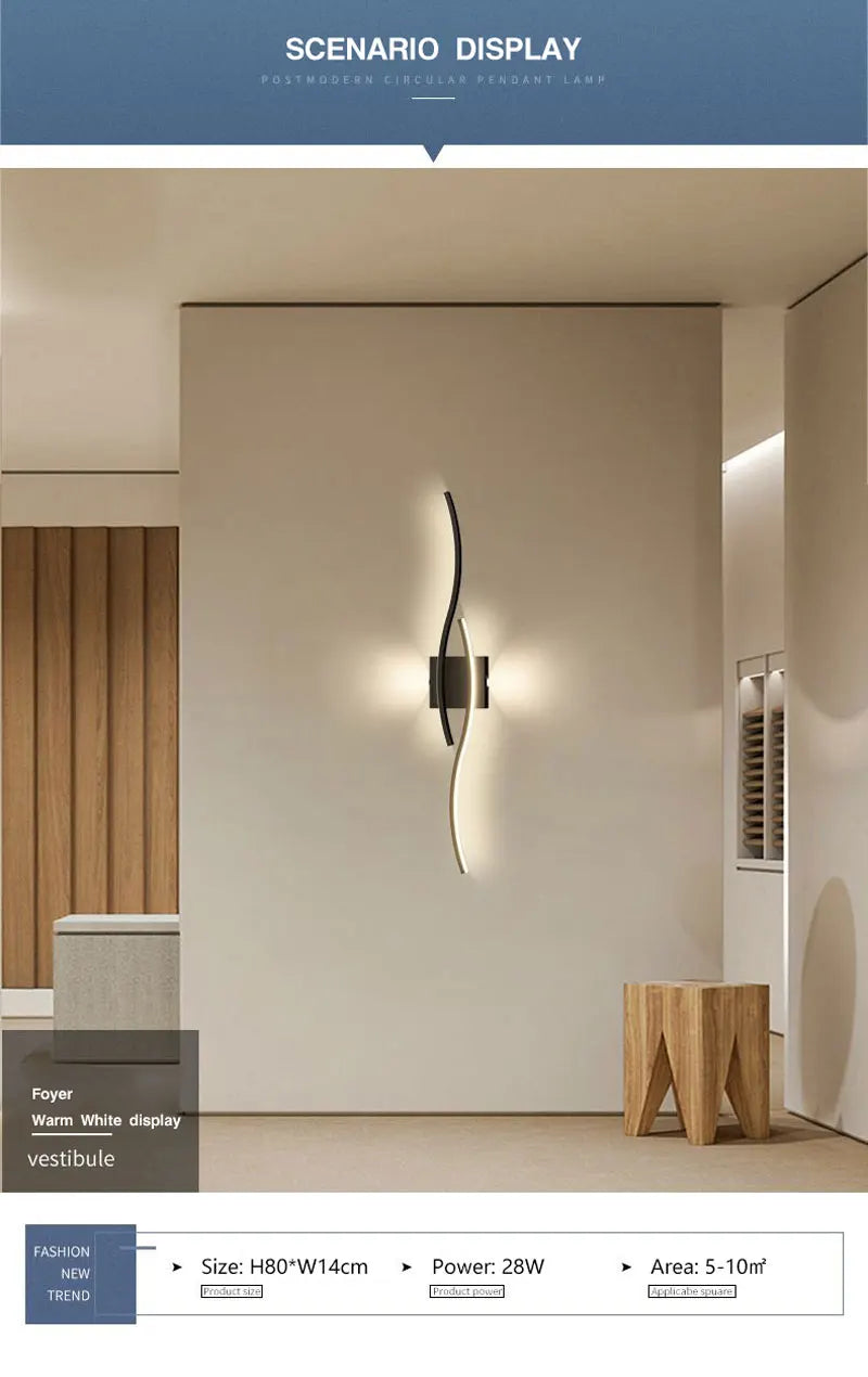 Luzes de parede LED internas para quarto, lâmpadas de parede LED para cima e baixo, luminárias para fundo do sofá, iluminação interior, preto