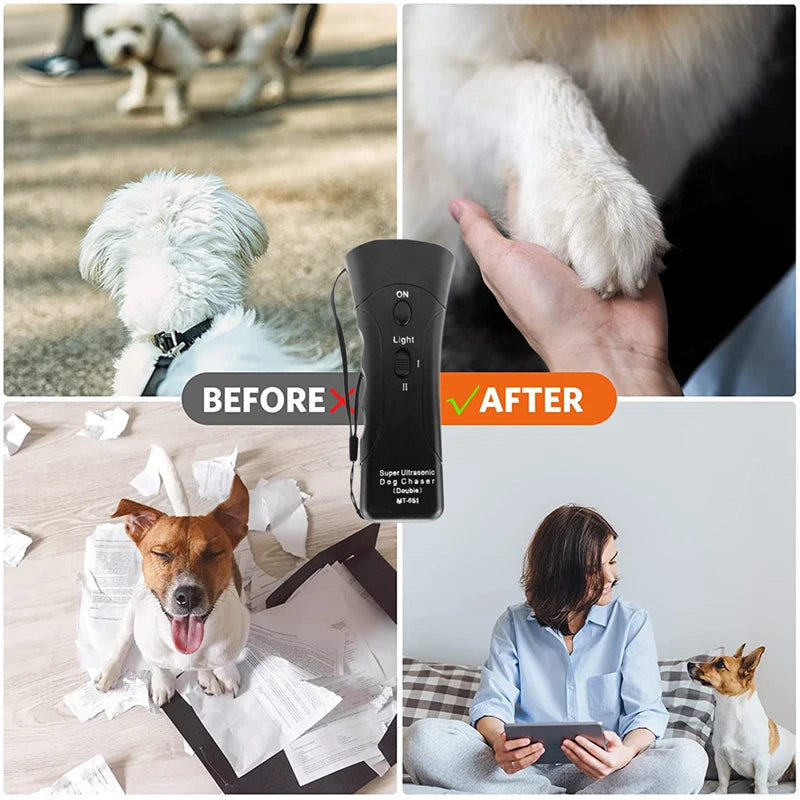 Dispositivo ultrassônico para treinamento de cães, dissuasor eletrônico para cães/dispositivos de controle de latidos, ferramenta de treinamento para parar de latir, repelente sônico para cães