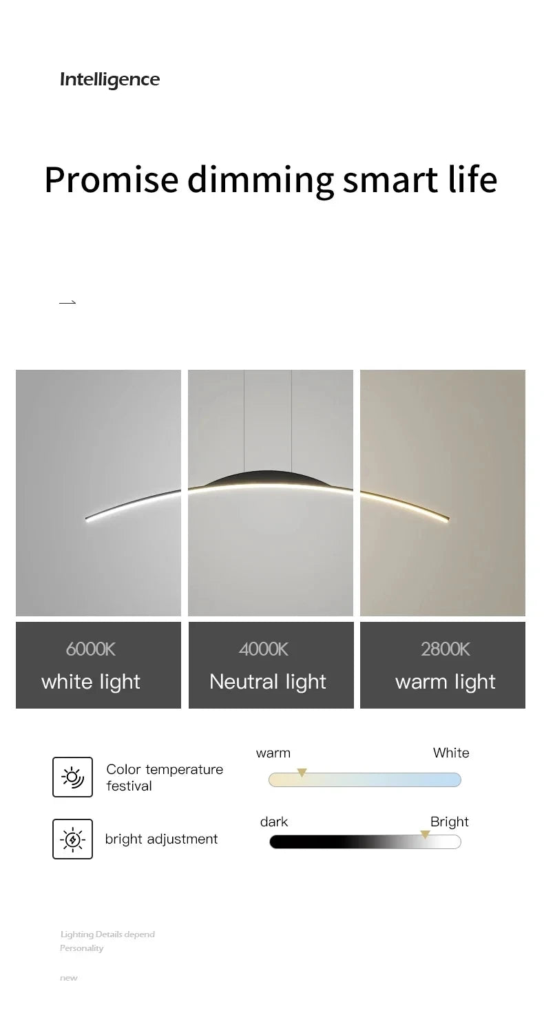 Lustre moderno de led para sala de jantar, cozinha, bar, sala de estar, quarto, luminária pendente de teto, design simples, preto