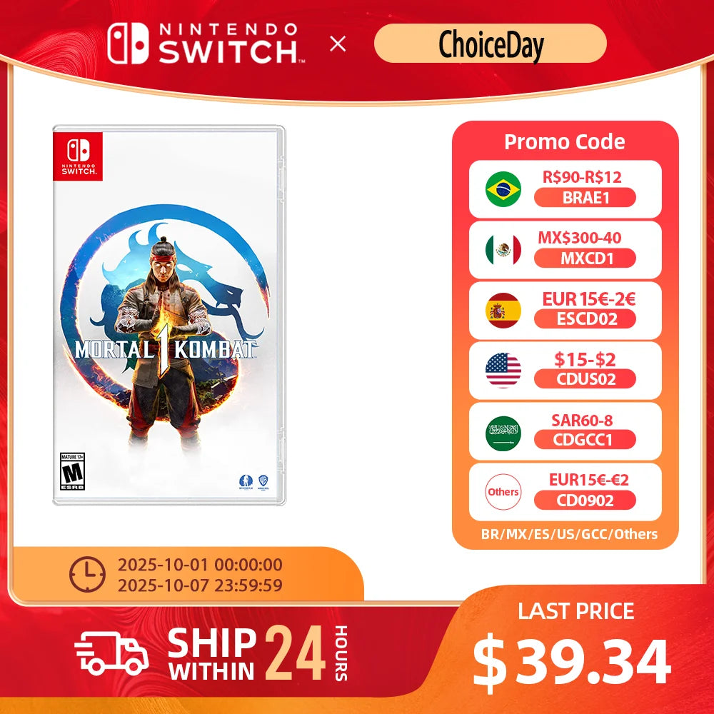Mortal Kombat 1 - Cartucho físico de jogo Nintendo Switch para Nintendo Switch OLED Lite 100% novo original