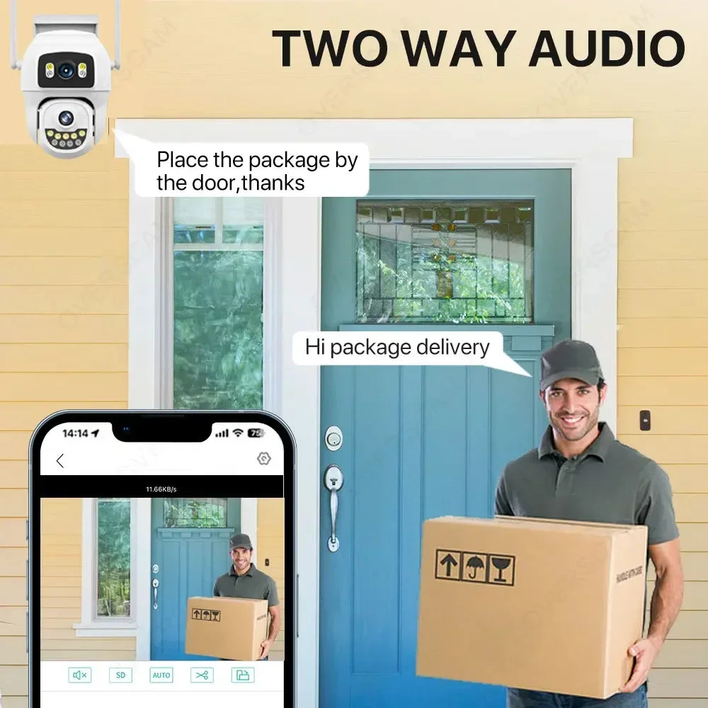 Tela dupla 10mp 5k wifi câmera ptz ai detecção humana rastreamento automático ao ar livre onvif cctv câmera de vigilância de segurança hieasy app