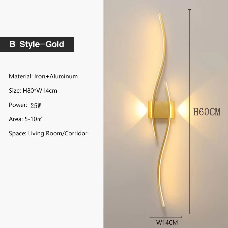 Luzes de parede LED internas para quarto, lâmpadas de parede LED para cima e baixo, luminárias para fundo do sofá, iluminação interior, preto